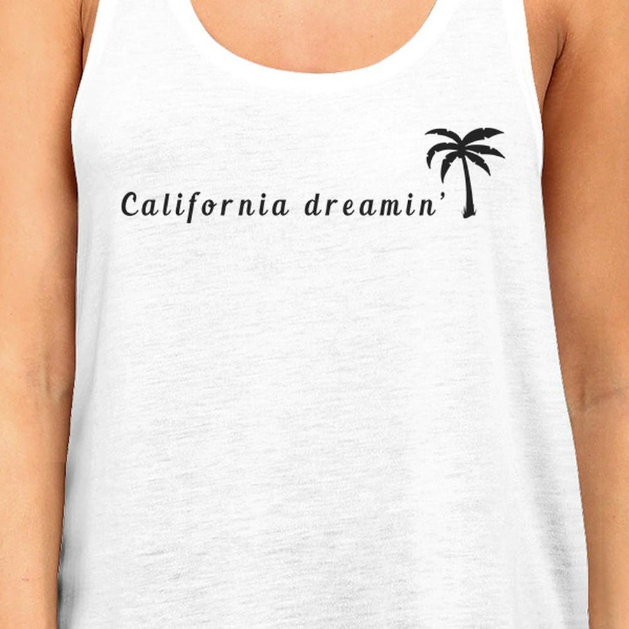 California Dreaming Womens White Tank Top Lightweight Summer Shirt