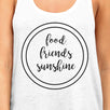 Food Friends Sunshine Womens White Graphic Tanks Letter Printed Top