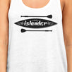 Islander Paddle Board Design Womens White Dropped Arm Hole Tank Top