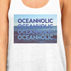 Oceanholic Women White Graphic Tanks Lightweight Tropical Tank Top