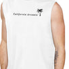 California Dreaming Mens White Sleeveless Summer Muscle Tee Cotton