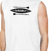 Islander Paddle Board Design Mens White Dropped Arm Hole Muscle Top