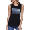 Ocean Holic Womens Black Graphic Muscle Tanks Cute Tropical Design