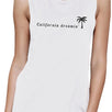 California Dreaming Womens White Muscle Top Lightweight Summer Tee