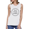 Food Friends Sunshine Womens White Graphic Muscle Top Round Neck