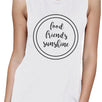 Food Friends Sunshine Womens White Graphic Muscle Top Round Neck