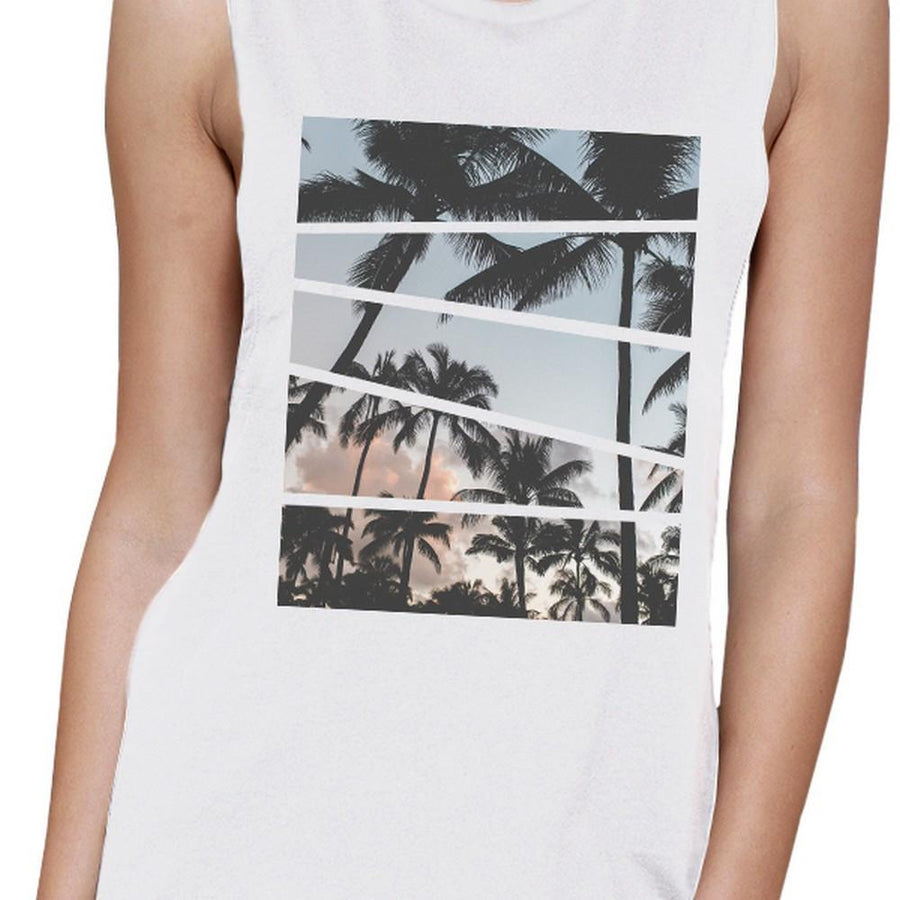 Palm Trees California Sunset Photography Womens Graphic Muscle Tee