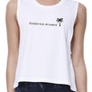 California Dreaming Womens White Crop Tee Round Neck Line Cotton