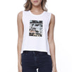 Palm Trees California Sunset Women White Loose Fit Crop Tee Shirt