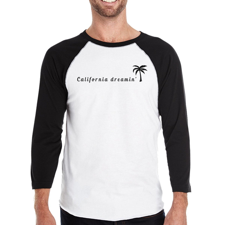 California Dreaming Baseball Shirt For Men Cotton 3/4 Sleeve Raglan