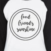 Food Friends Sunshine Black Sleeve Raglan Shirt For Women Cotton