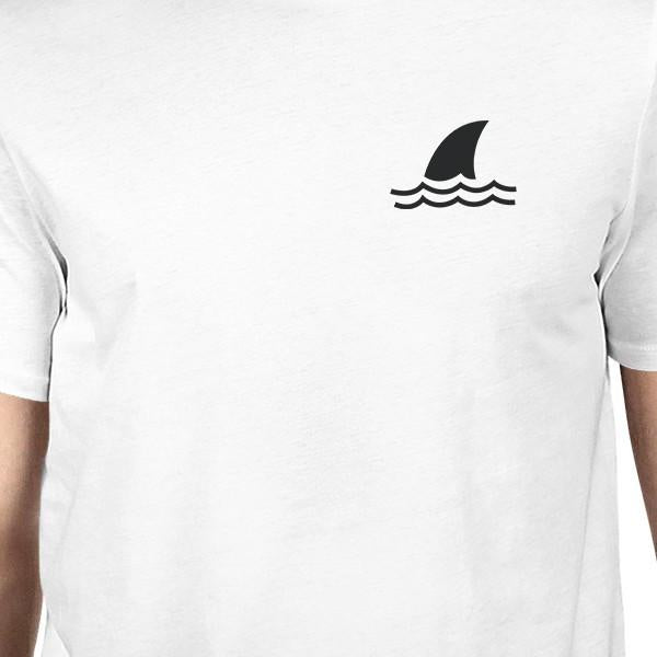 Mini Shark White Mens Round Neck T-Shirt Lightweight Summer Tee