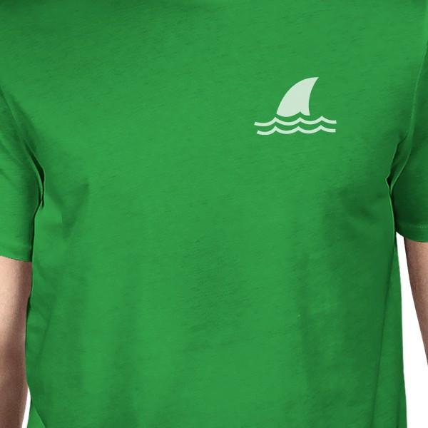 Mini Shark Green Mens Short Sleeve Tshirt Funny Design Tee For Him