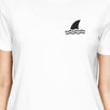 Mini Shark White Womens Round Neck T-Shirt Lightweight Summer Tee