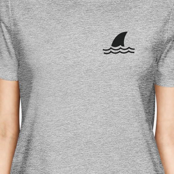 Mini Shark Grey Womens Short Sleeve Graphic T-Shirt Summer Outfit