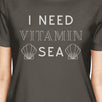 I Need Vitamin Sea Dark Grey Womens Cute Sea Shell Graphic T-Shirt