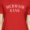 Mermaid Gang Red Womens Lightweight Cotton Graphic Tee Round Neck