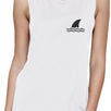 Mini Shark Fin Womens White Unique Design Muscle Tee For Summer