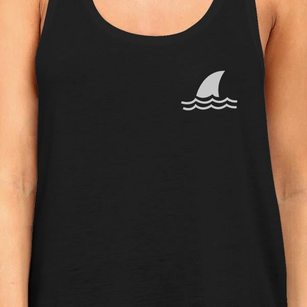 Mini Shark Womens Black Cute Graphic Racerback Tanks For Summer