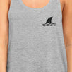 Mini Shark Womens Grey Cute Graphic Sleeveless Shirt Racerback Tank