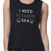 I Need Vitamin Sea Womens Black Cotton Cropped Top Cute Summer Top