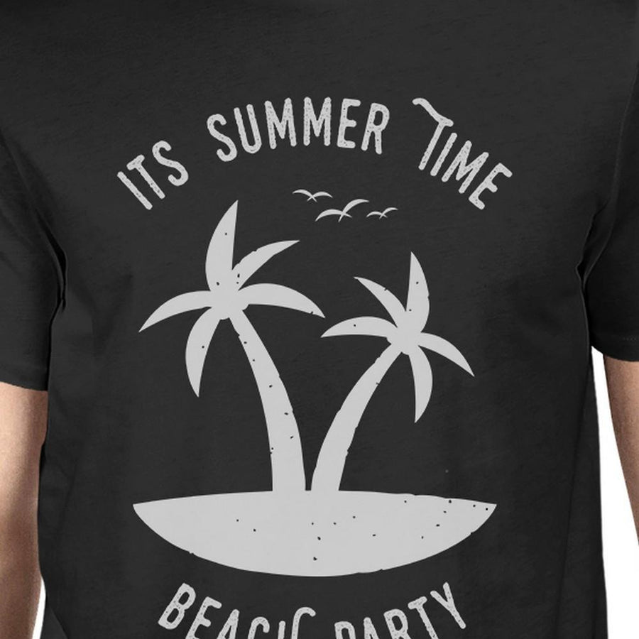 It's Summer Time Beach Party Mens Black Shirt