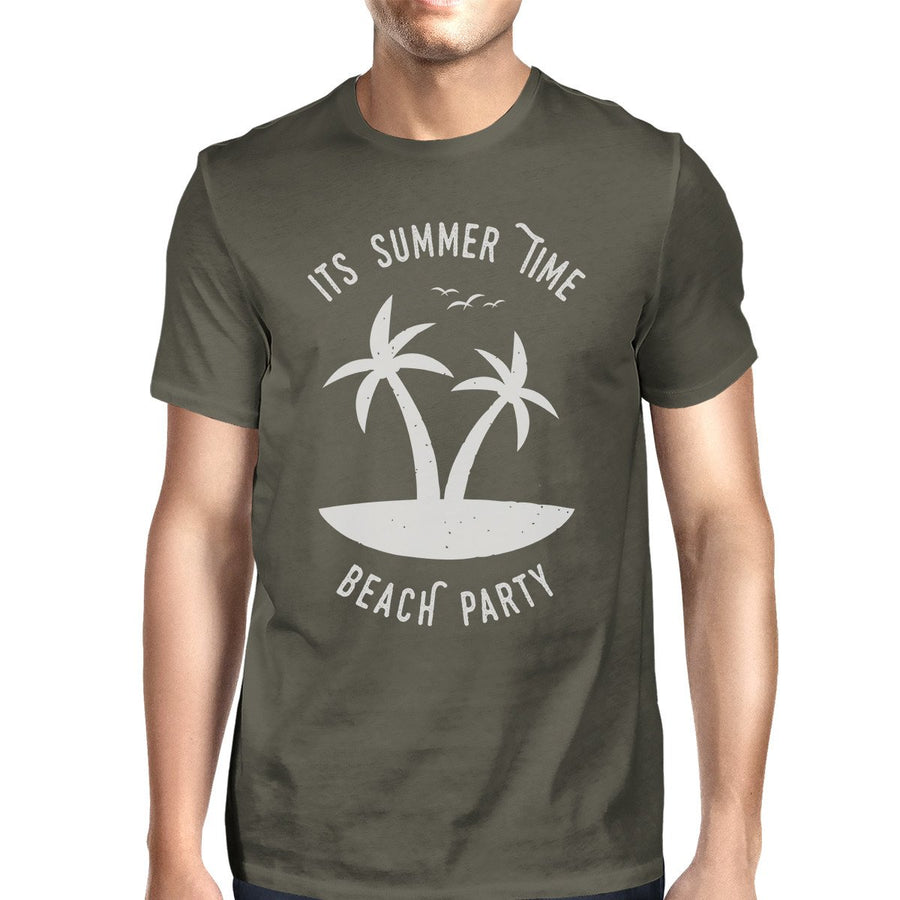 It's Summer Time Beach Party Mens Dark Grey Shirt