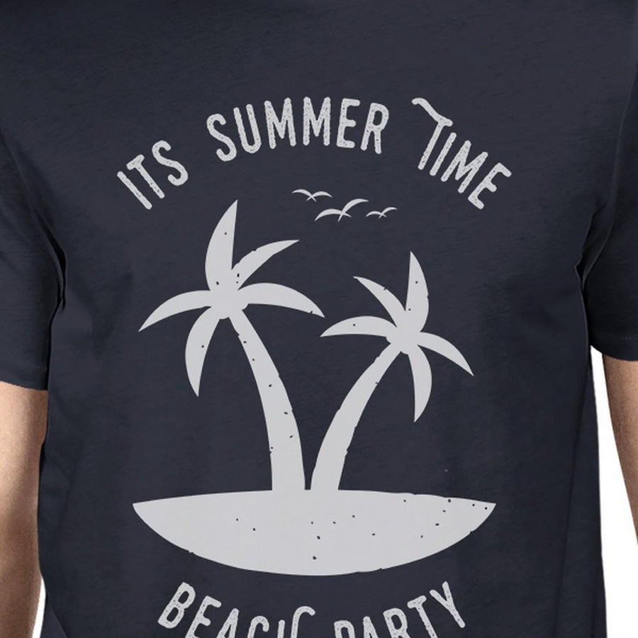 It's Summer Time Beach Party Mens Navy Shirt