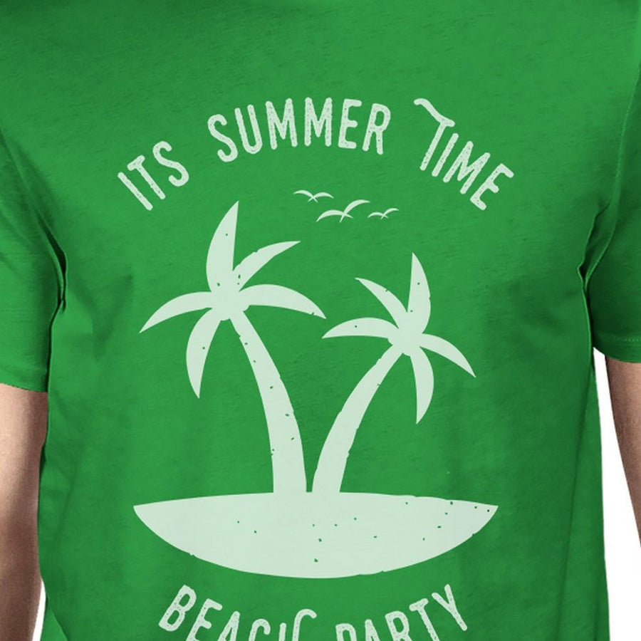 It's Summer Time Beach Party Mens Green Shirt