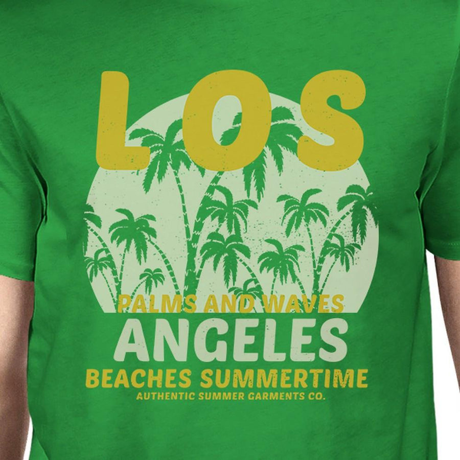 Los Angeles Beaches Summertime Mens Green Shirt