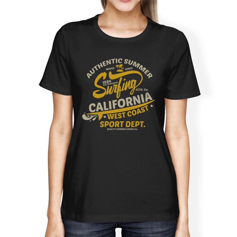 Authentic Summer Surfing California Womens Black Shirt