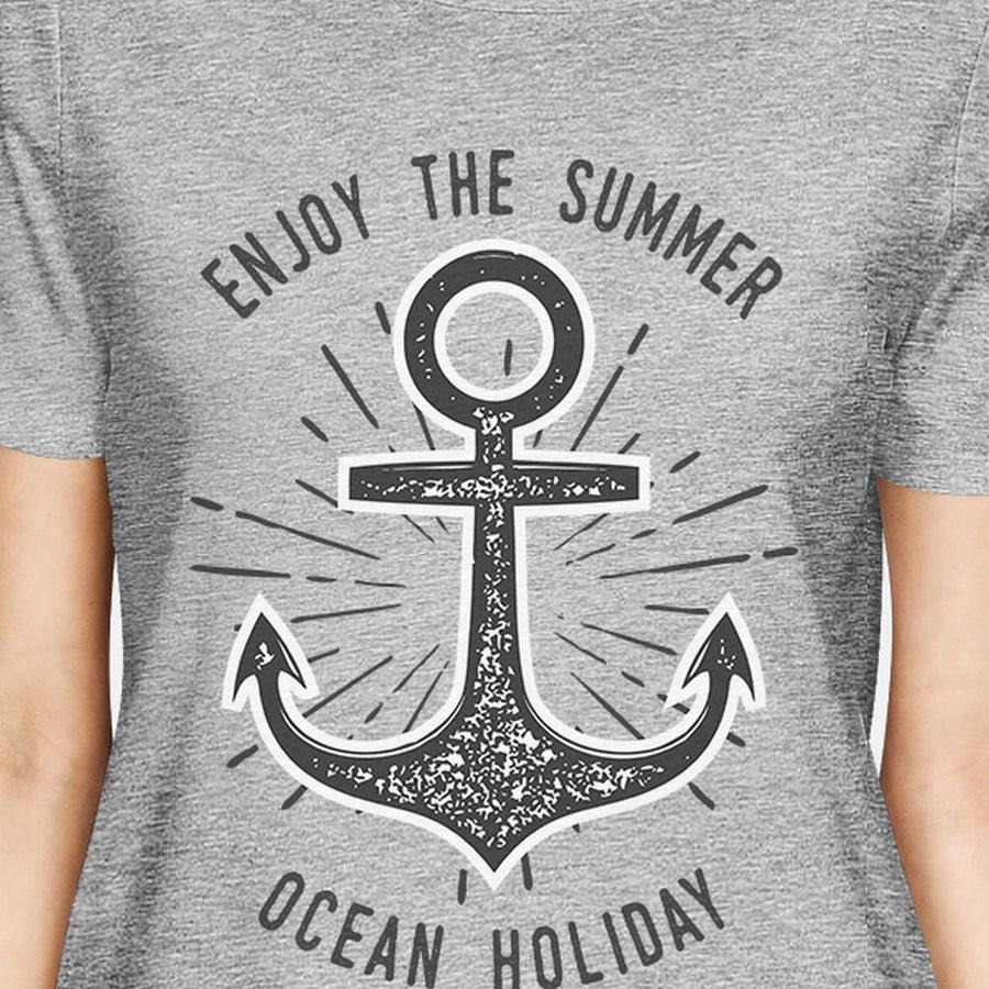 Enjoy The Summer Ocean Holiday Womens Grey Shirt