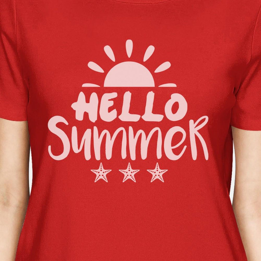 Hello Summer Sun Womens Red Shirt