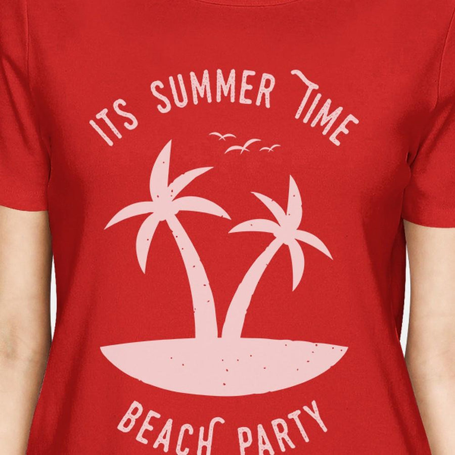 It's Summer Time Beach Party Womens Red Shirt