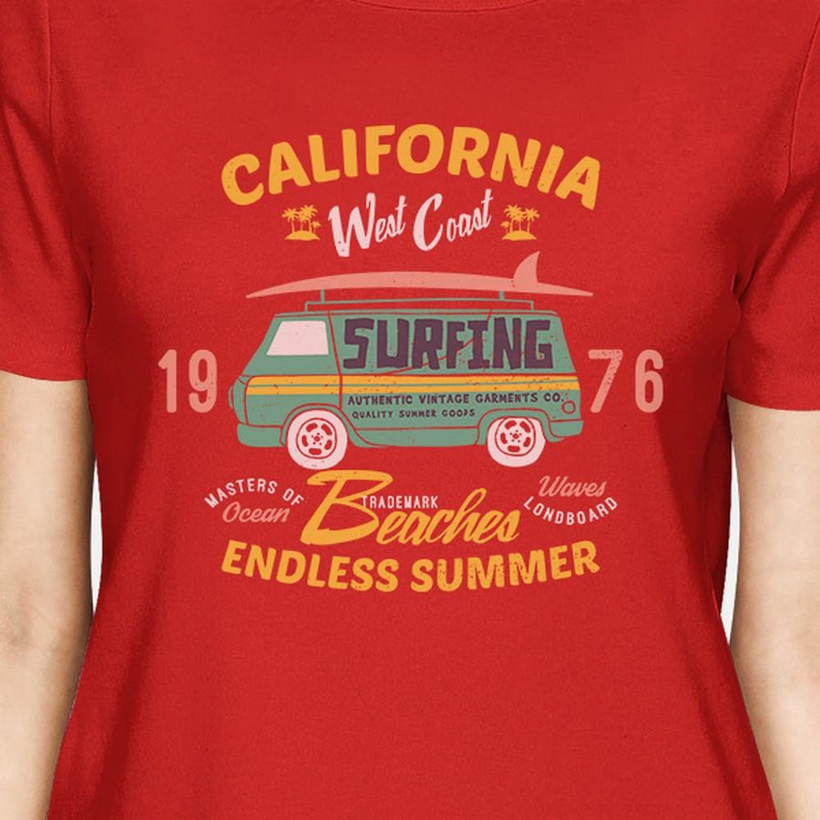 California Beaches Endless Summer Womens Red Shirt