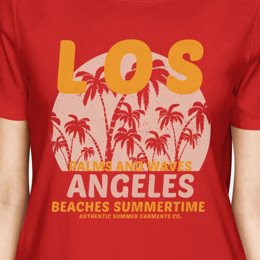 Los Angeles Beaches Summertime Womens Red Shirt