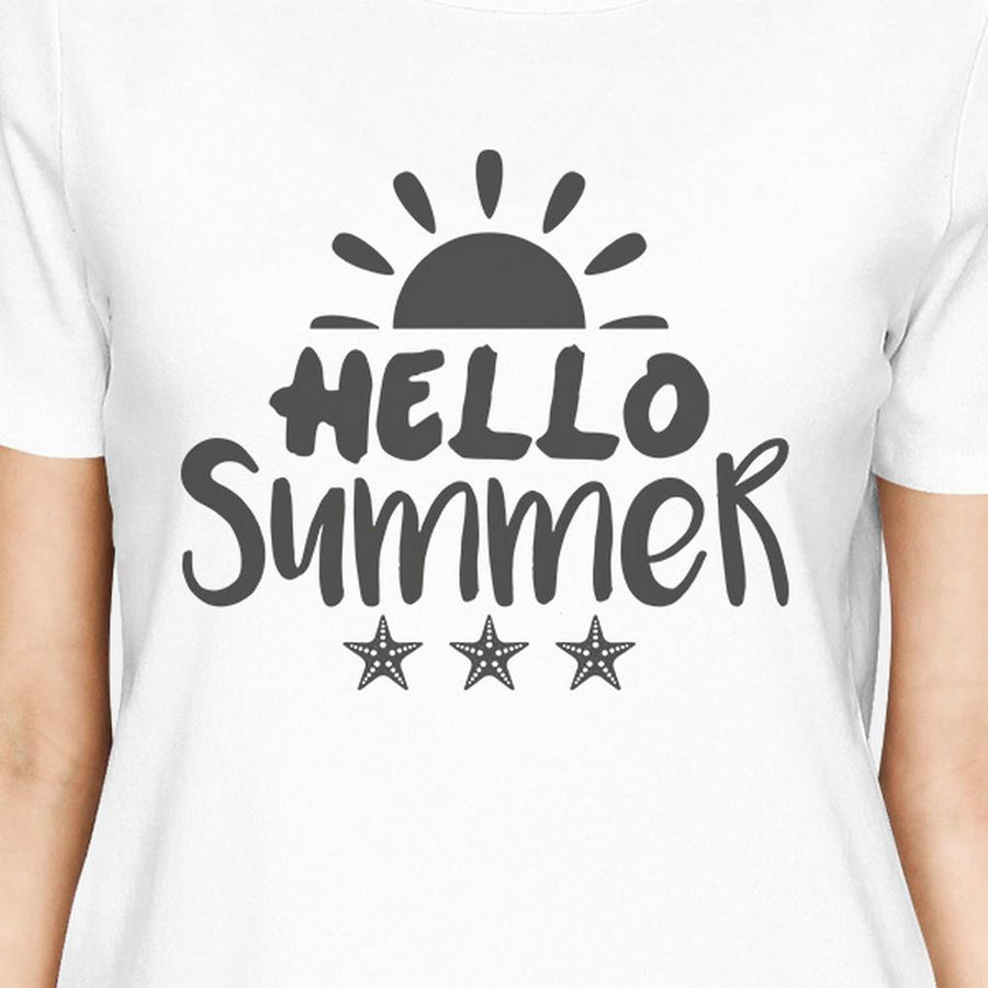 Hello Summer Sun Womens White Shirt