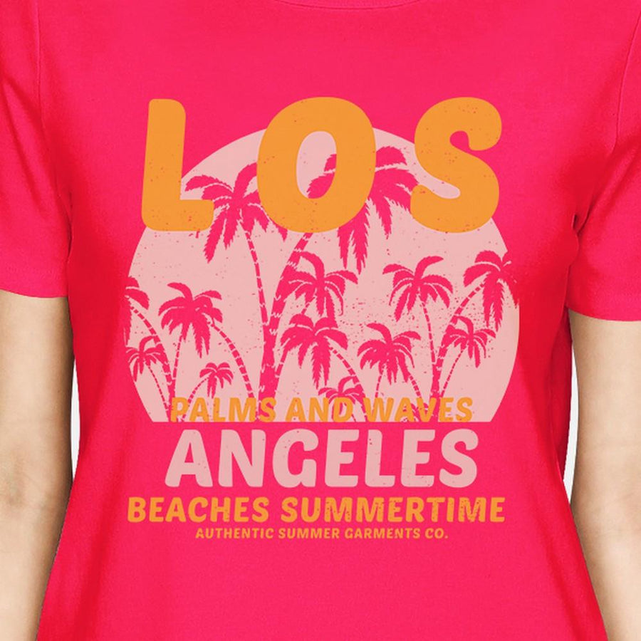 Los Angeles Beaches Summertime Womens Hot Pink Shirt