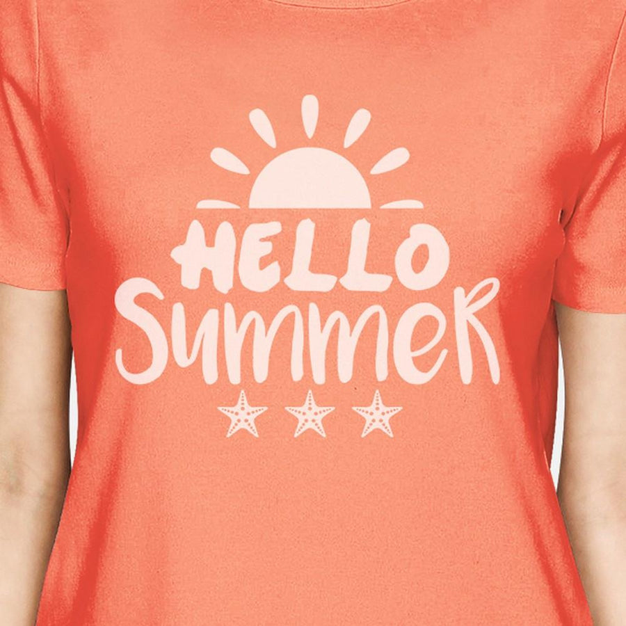 Hello Summer Sun Womens Peach Shirt