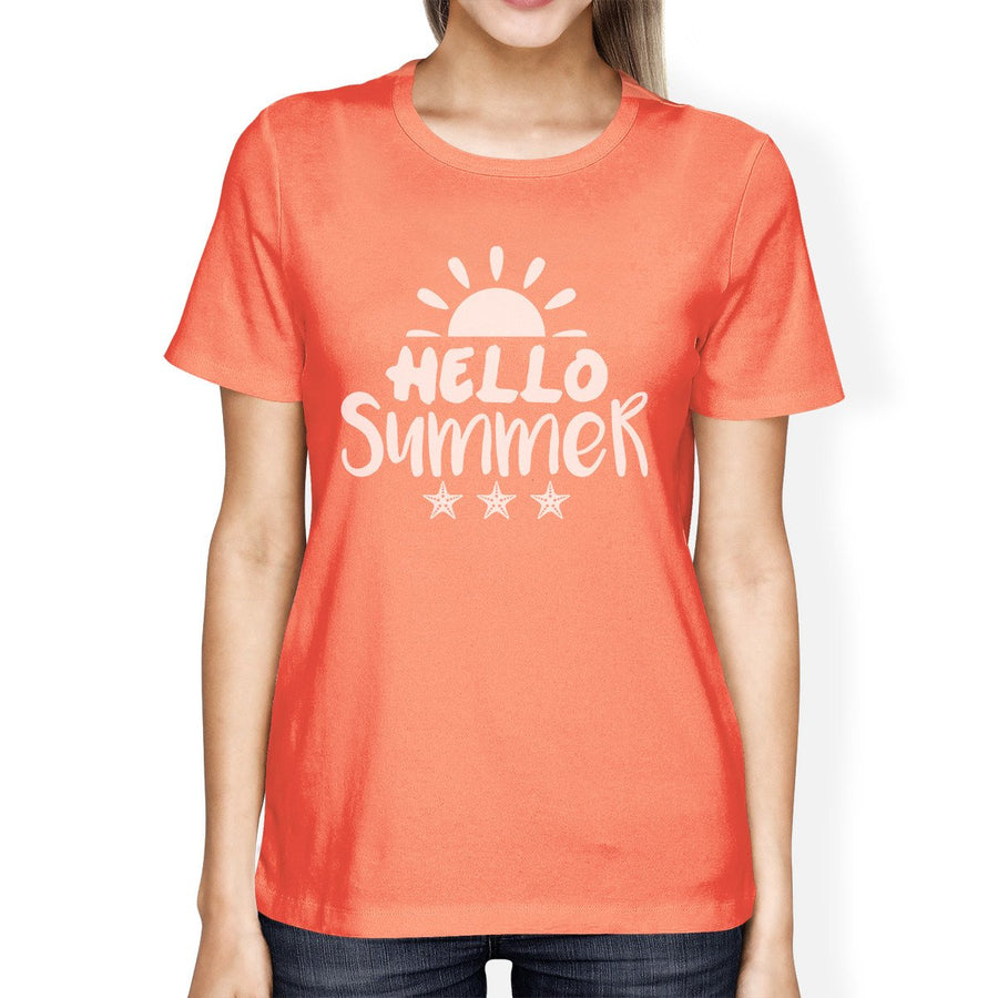 Hello Summer Sun Womens Peach Shirt