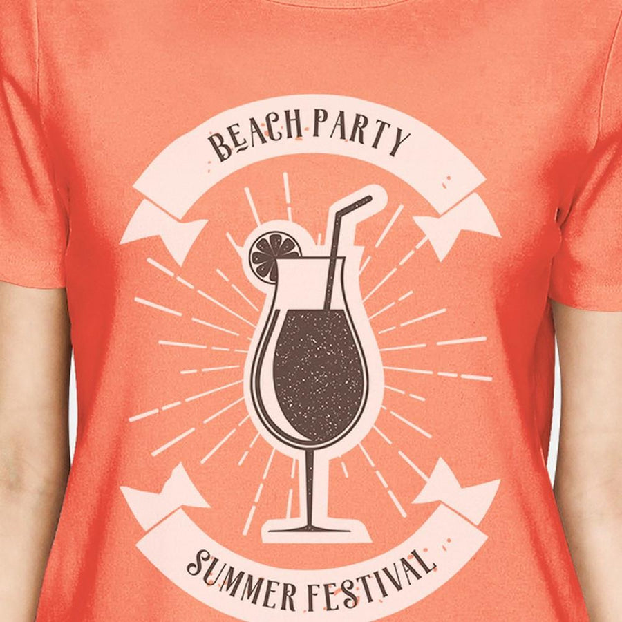 Beach Party Summer Festival Womens Peach Shirt