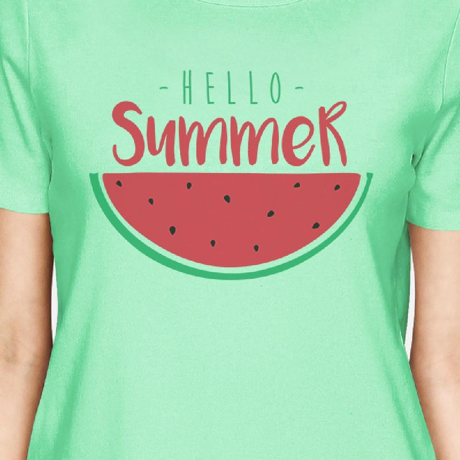 Hello Summer Watermelon Womens Mint Shirt