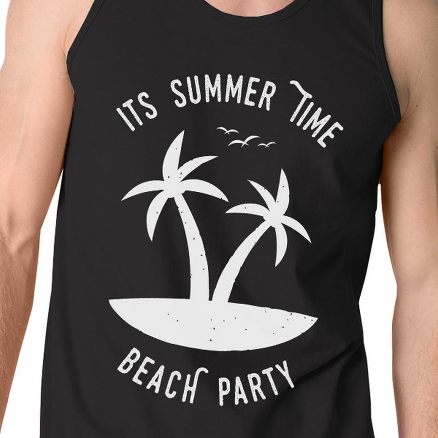 It's Summer Time Beach Party Mens Black Tank Top