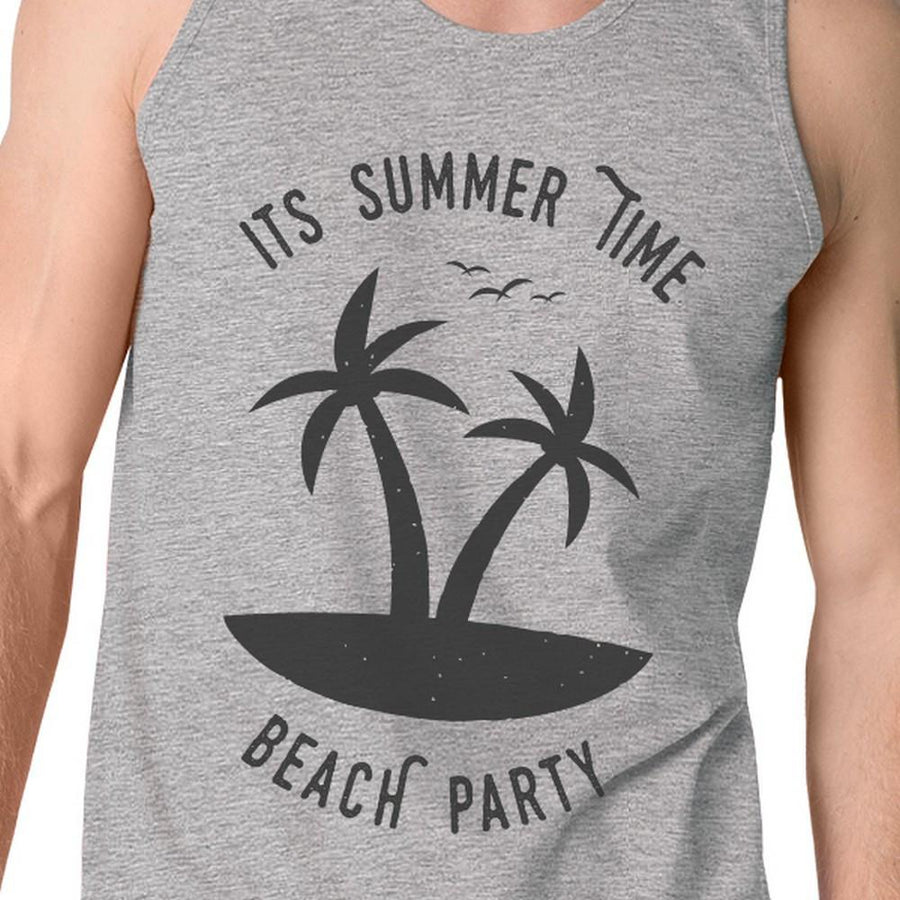 It's Summer Time Beach Party Mens Grey Tank Top