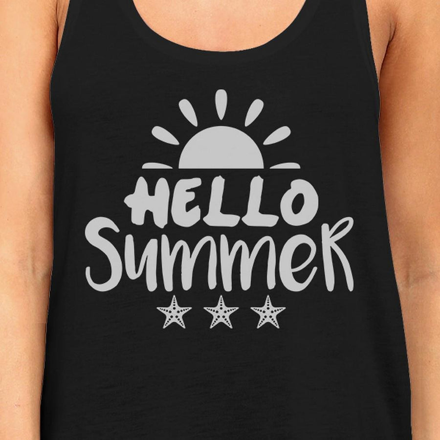 Hello Summer Sun Womens Black Tank Top