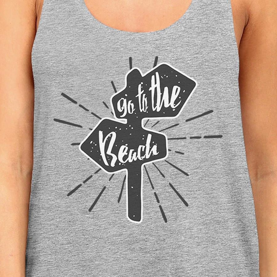 Go To The Beach Womens Grey Tank Top