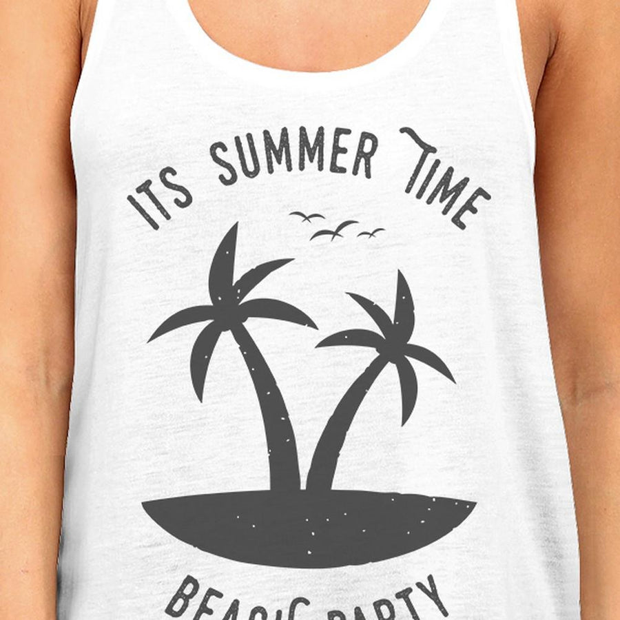 It's Summer Time Beach Party Womens White Tank Top