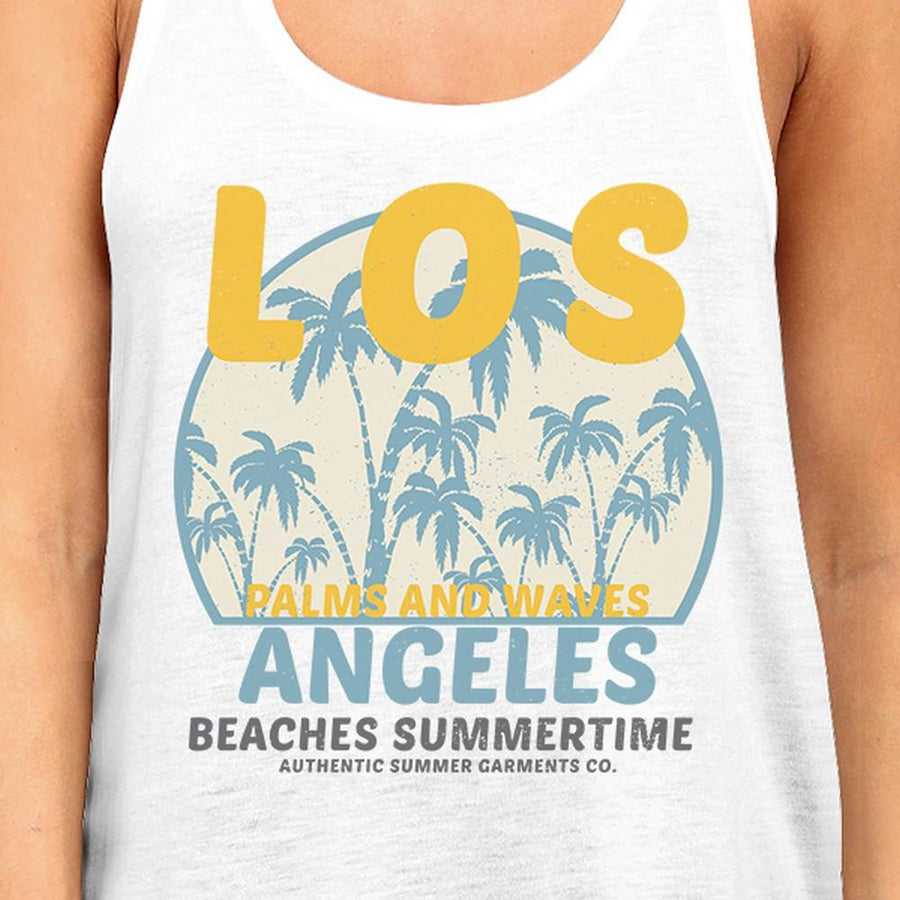 Los Angeles Beaches Summertime Womens White Tank Top