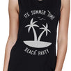 It's Summer Time Beach Party Womens Black Muscle Top