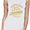 Authentic Summer Surfing California Womens White Muscle Top